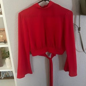 Red long sleeve crop top